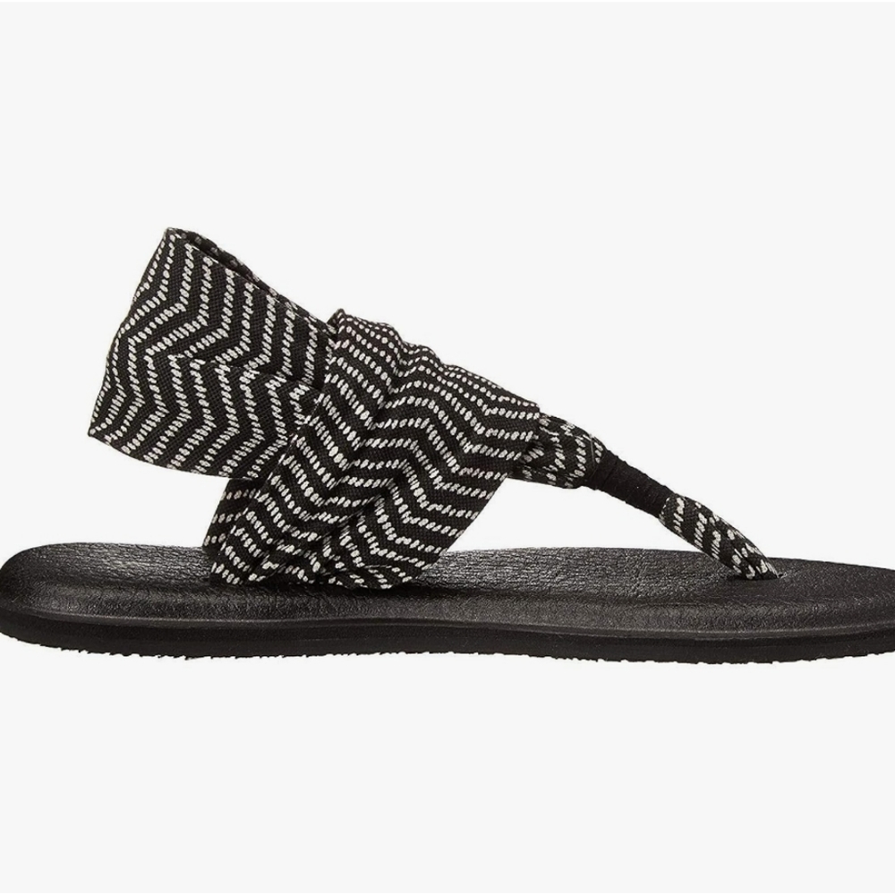 Sanuk Yoga Sling 2, black/off white sandals, size 9 - Picture 3 of 10